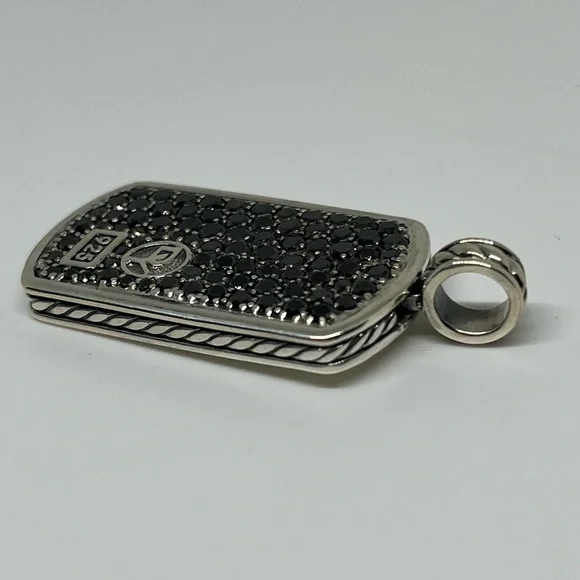 David Yurman dog tag pendent with black diamonds - Picture 4 of 7